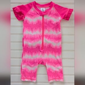 Tucker + Tate Pink and White Kids Swim One Piece